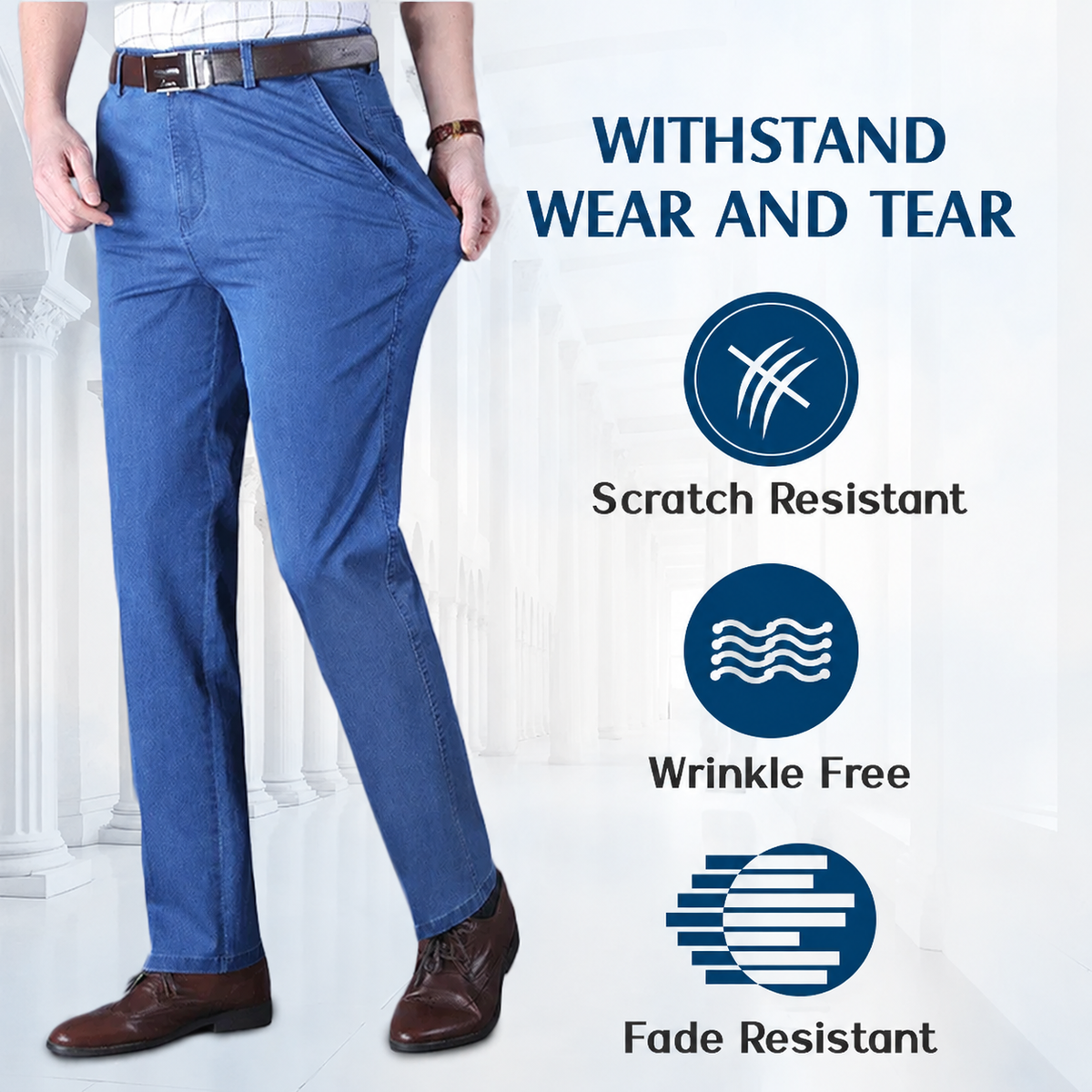 【LAST DAY SALE】Men's Classic Straight Fit Stretch Jeans