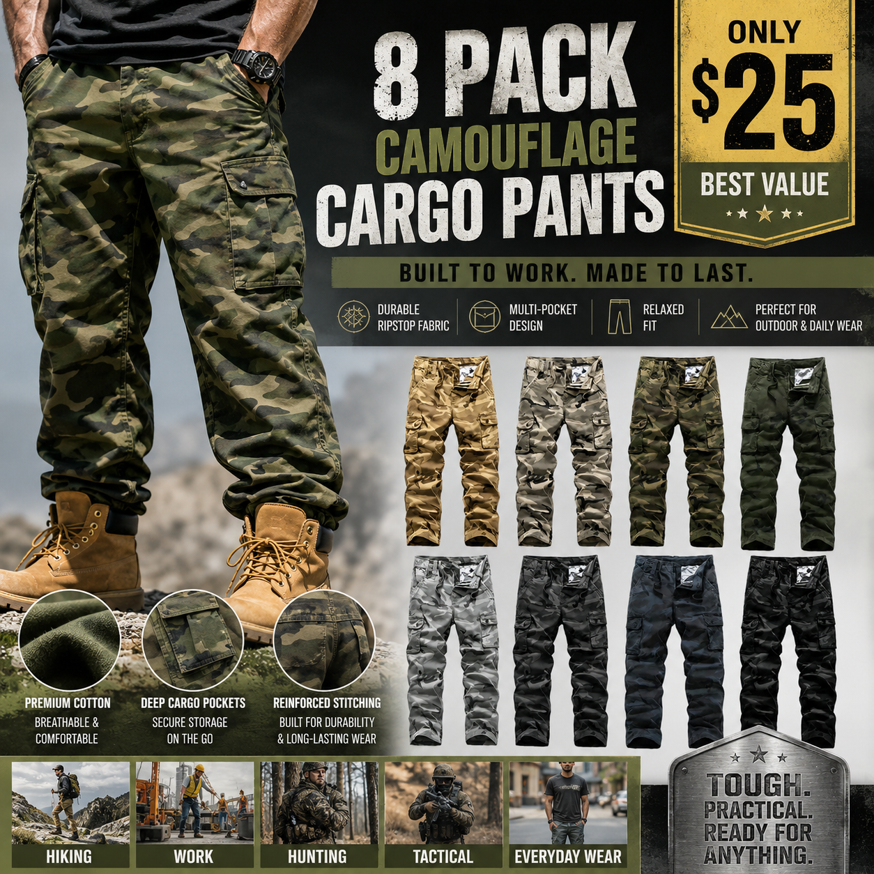 【LAST DAY SALE】Men’s practical camouflage cargo pant