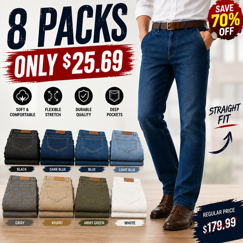 【LAST DAY SALE】Men's Classic Straight Fit Stretch Jeans