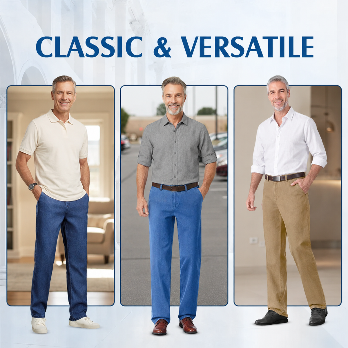 【LAST DAY SALE】Men's Classic Straight Fit Stretch Jeans