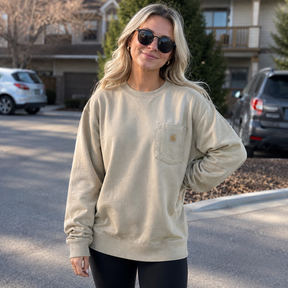 【LAST DAY SALE】Vintage Washed Unisex Pocket Crewneck Sweatshirt