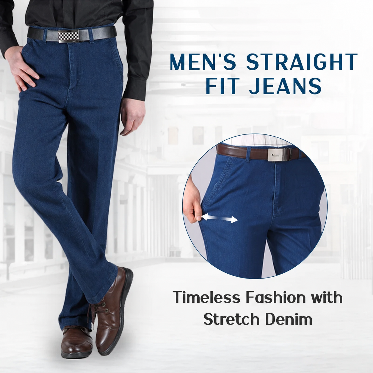 【LAST DAY SALE】Men's Classic Straight Fit Stretch Jeans