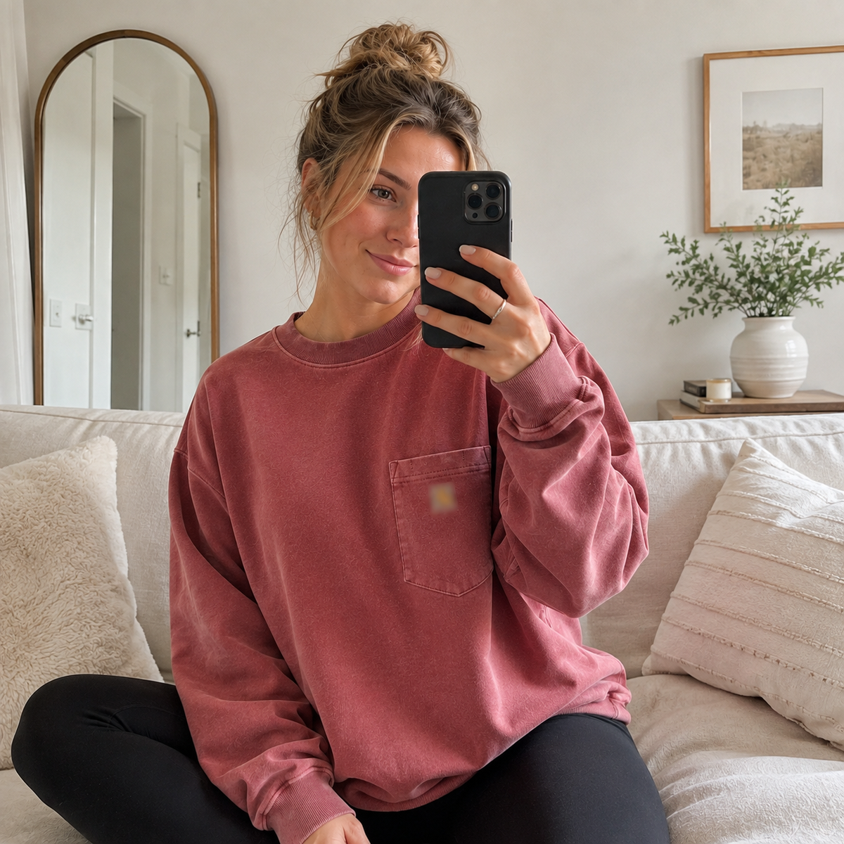 【LAST DAY SALE】Vintage Washed Unisex Pocket Crewneck Sweatshirt