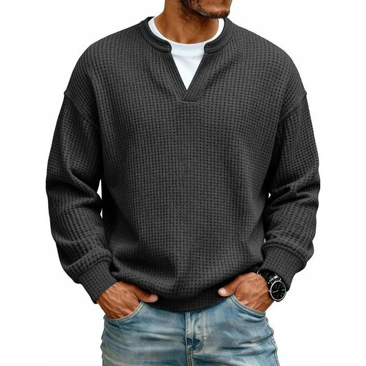 🍂Autumn Sale🍂Men's Minimalist Waffle-Knit Long-Sleeve T-Shirt