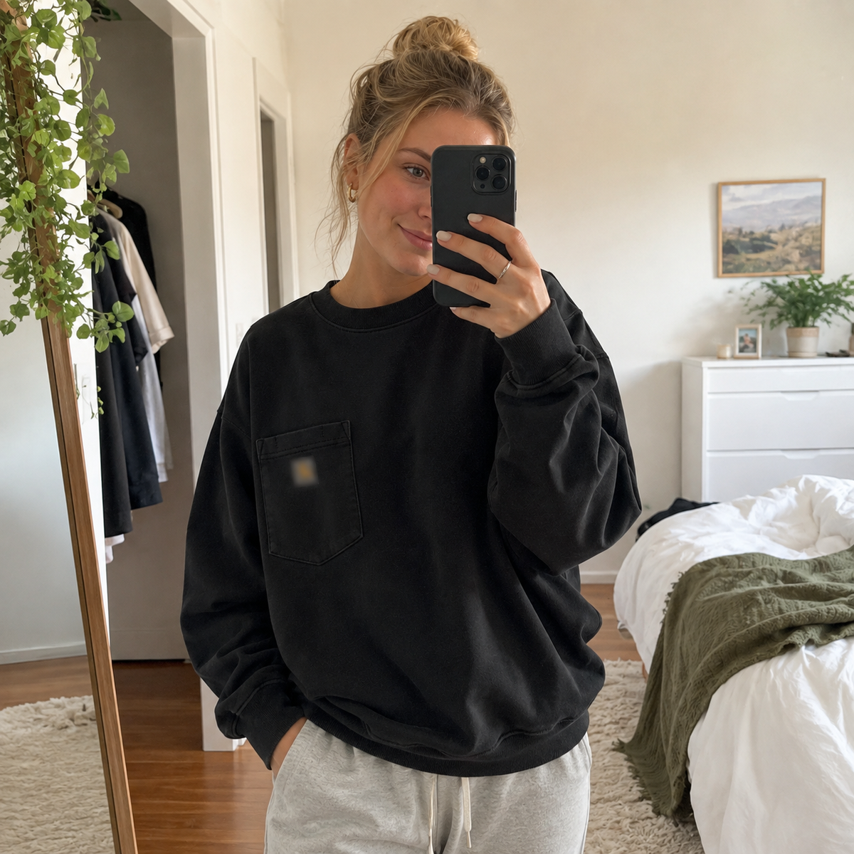 【LAST DAY SALE】Vintage Washed Unisex Pocket Crewneck Sweatshirt