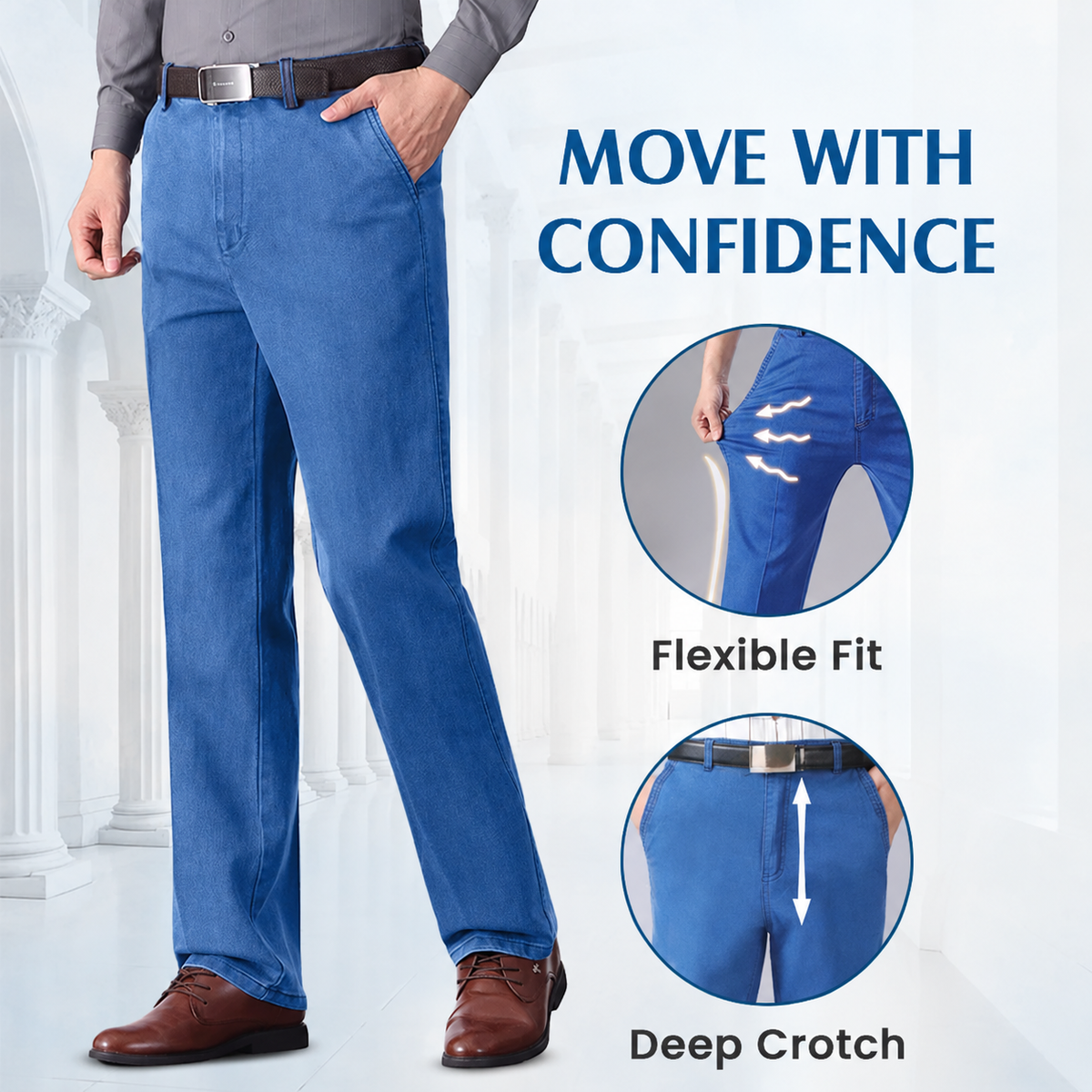 【LAST DAY SALE】Men's Classic Straight Fit Stretch Jeans